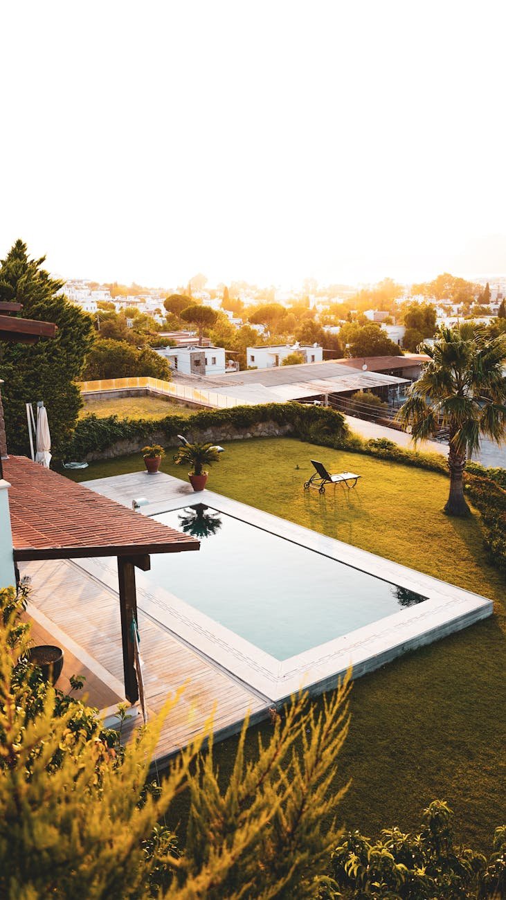 swimming pool in yard