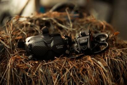 drone antenna goggle lying on straw