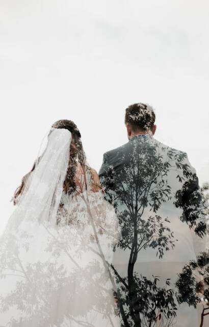 creative double exposure wedding portrait