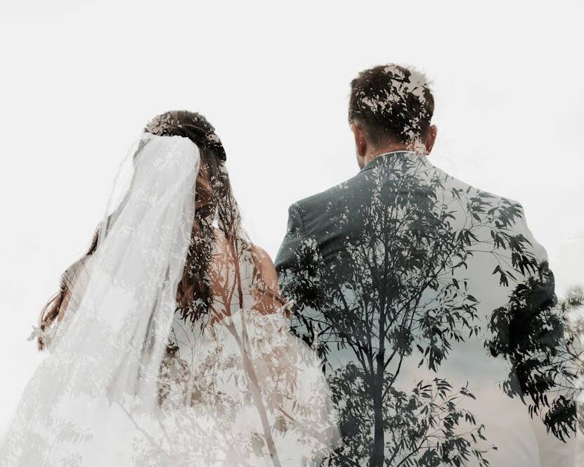 creative double exposure wedding portrait