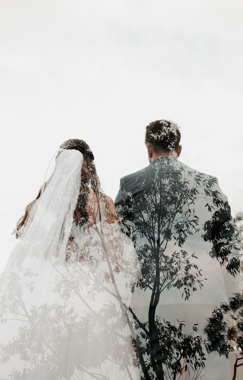 creative double exposure wedding portrait
